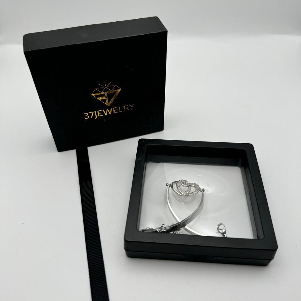 NIB 37 Jewelry Morher & Daughter Forever Linked Together Double Heart Bracelet